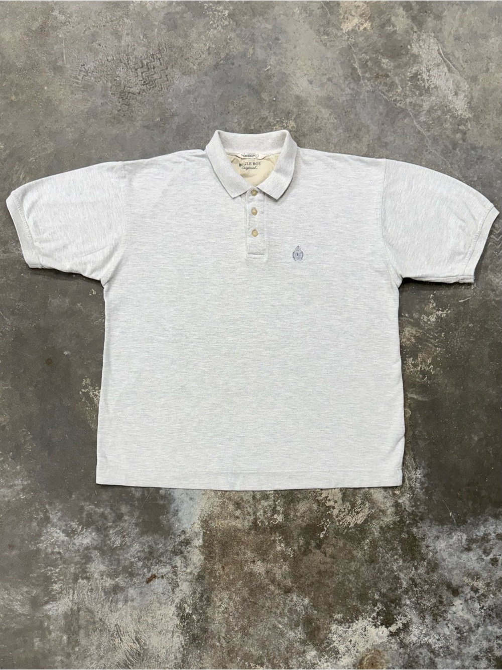 Vintage Bugle Boy Gray Polo Shirt Large Dadcore Preppy